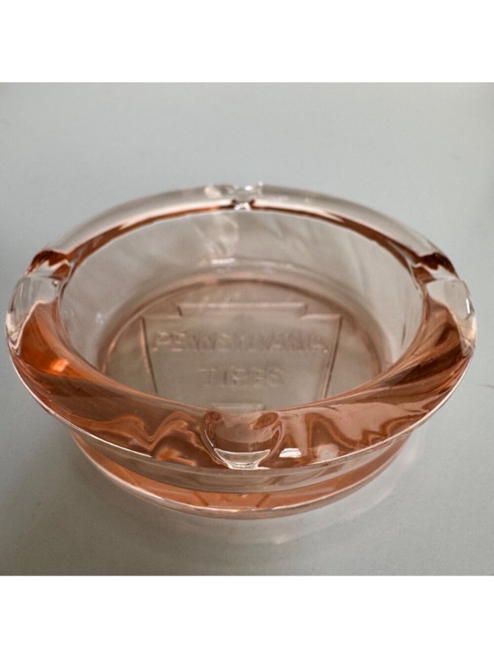 Pennsylvania Tires Depression Glass Ashtray Pink Trinkets Jewelry Vintage - Picture 10 of 10